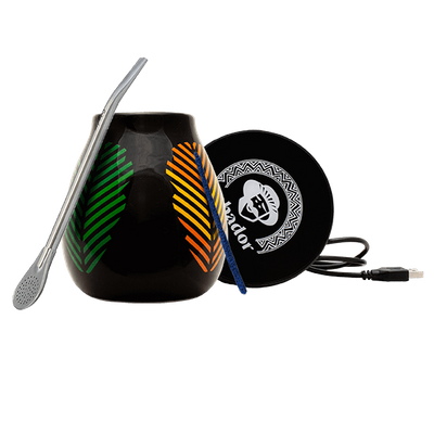 Set d'Accessoires pour Maté : chauffe-tasse USB + Calebasse + Bombilla