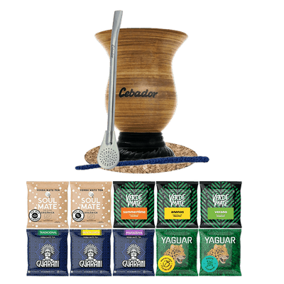 Set de Maté : Calebasse + Bombilla + Échantillons 10x50g