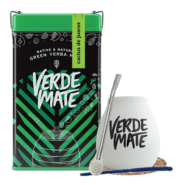 Set Yerbera Verde Mate Cactus de Juarez 0.5kg