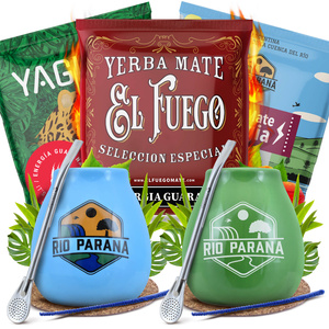 Yerba Maté Energia Set POUR DEUX Calebasse Bombilla