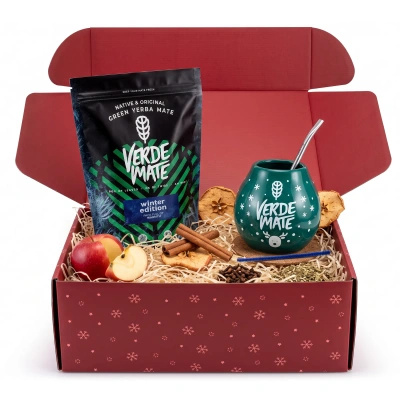Coffret cadeau de Noël yerba mate Verde Mate Winter Edition 500g + calebasse et bombilla