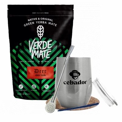 Set de Maté : Verde Mate Deer 500g + TermoLid + Bombilla