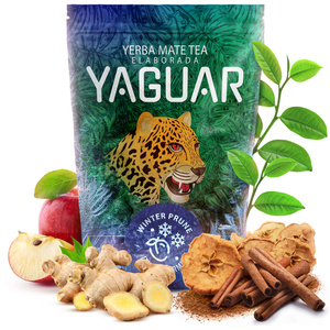 Coffret cadeau de Noël yerba mate Yaguar Winter Prune 500g + calebasse et bombilla