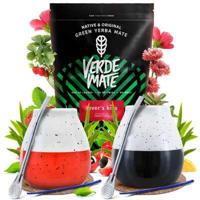 Set de Maté pour Couple Verde Mate 400g 0,4kg 2x Calebasse + 2x Bombilla