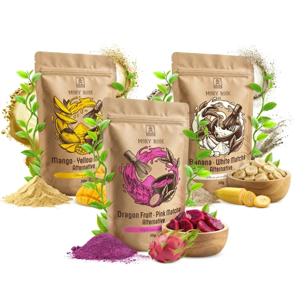 Coffret de matchas colorés : Yellow Matcha + Pink Matcha + White Matcha