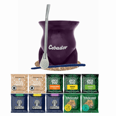 Set de Maté : Calebasse + Bombilla + Échantillons 10x50g
