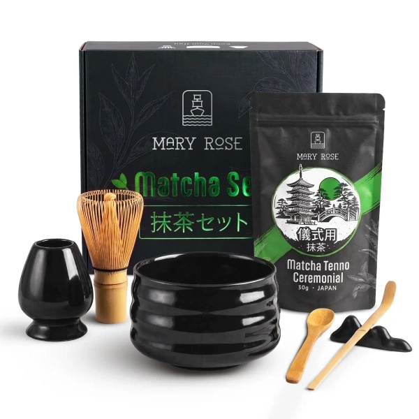 Coffret cadeau : matcha cérémonial japonais + matchawan + accessoires en bambou