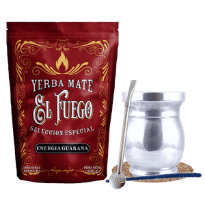 Set de Maté : El Fuego Energia Guarana 500g + Palo Santo + Bombilla