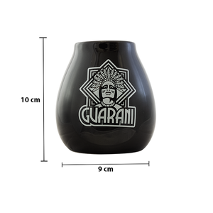Calebasse en céramique noire avec logo Guarani - 350 ml