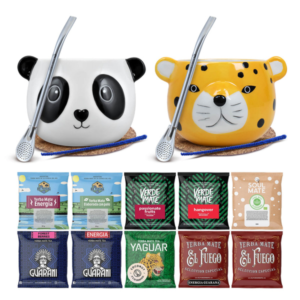 Yerba Maté Set POUR DEUX Calebasse Bombilla