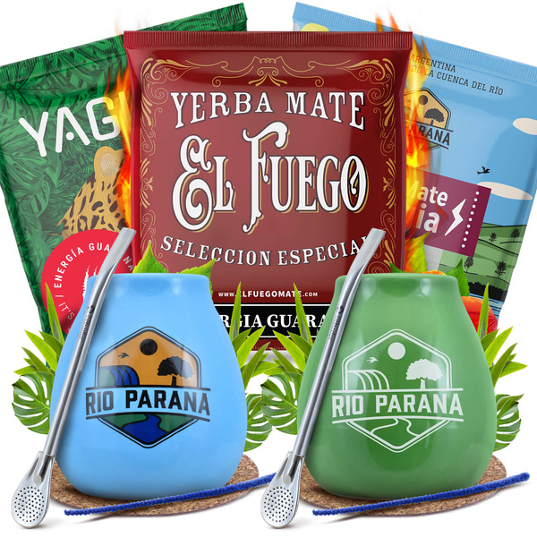Yerba Maté Energia Set POUR DEUX Calebasse Bombilla