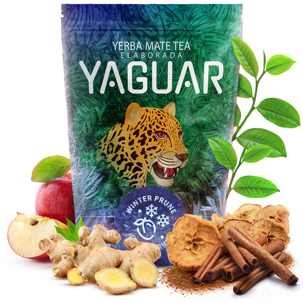 Coffret cadeau de Noël yerba mate Yaguar Winter Prune 500g + calebasse et bombilla