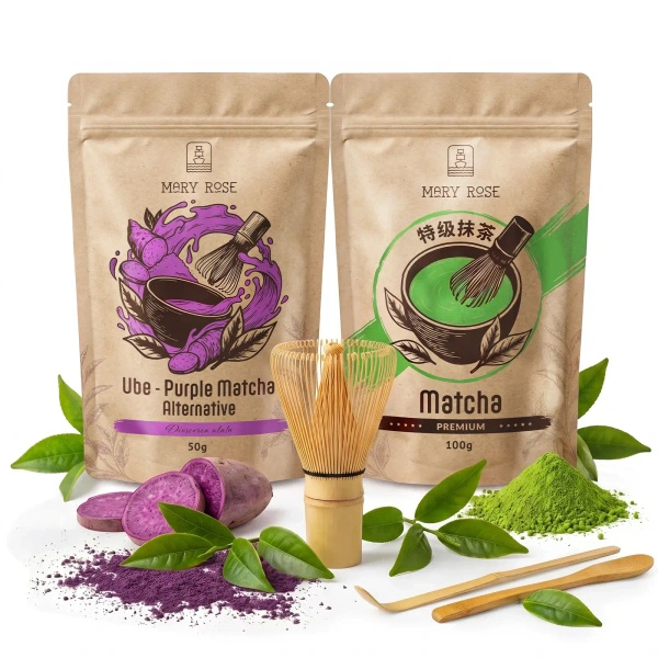 Kit pour Matcha Latte coloré : Matcha + Purple Matcha + accessoires