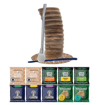 Set de Maté : Calebasse + Bombilla + Échantillons 10x50g