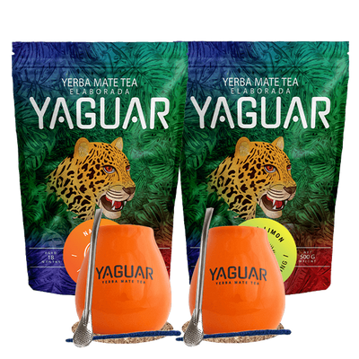 Yerba Mate Set Yaguar Naranja 500g + Yaguar Menta Limon 500g