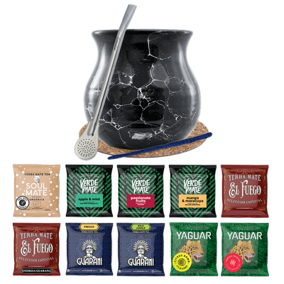Yerba Mate Set 10x50g Calebasse Bombilla 500g