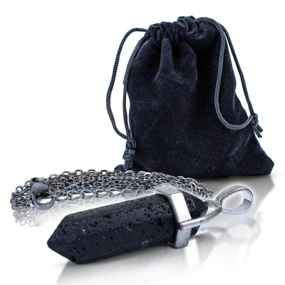 Pendentif en pierre de lave dans un sachet + chaîne