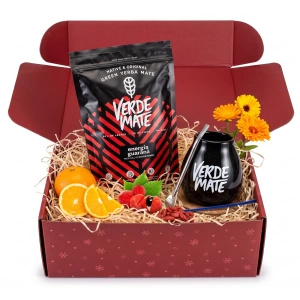 Coffret cadeau de Noël yerba mate Verde Mate Energía Guaraná 500g + calebasse et bombilla
