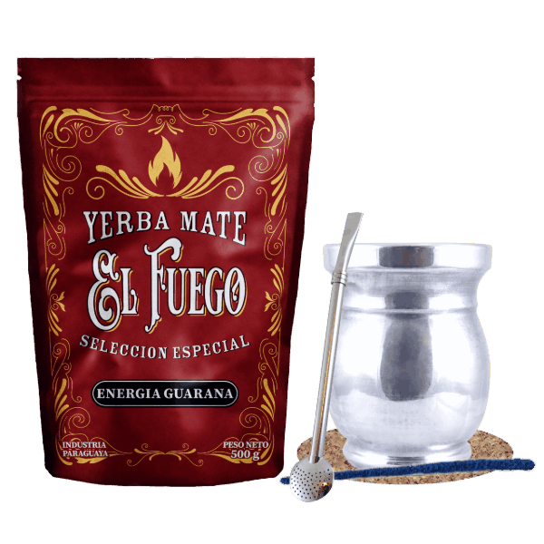 Set de Maté : El Fuego Energia Guarana 500g + Palo Santo + Bombilla
