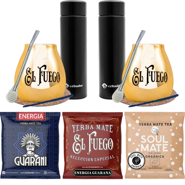 Set de yerba Mate pour couples PREMIUM calebasse Thermos