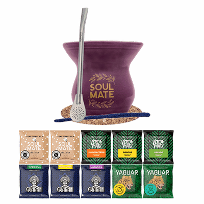Set de Maté : Calebasse + Bombilla + Échantillons 10x50g