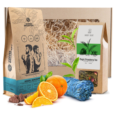 Ensemble de cadeaux de Café en Grains Bro Coffee Roastery + Thé + Sauge Blanche Encens