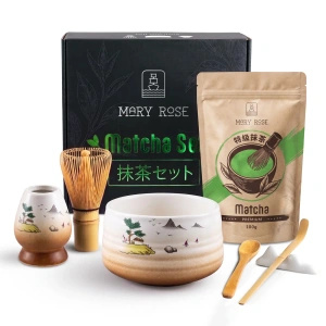Coffret cadeau : matcha premium + matchawan + accessoires en bambou