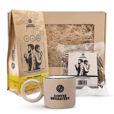 Coffret cadeau Bro Coffee Roastery : café Brazil Cerrado + caramels au lait aromatisés au café + mug