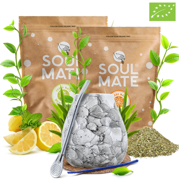Set de Maté Soul Mate Organica 2x500g 1kg Calebasse + Bombilla