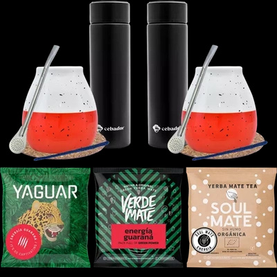 Yerba Mate kit de démarrage pour couples thermos 3x50g