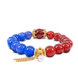Bracelet en agate rouge et bleue – Harmonie