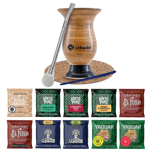 Yerba Mate Set 10x50g Calebasse Bombilla 500g