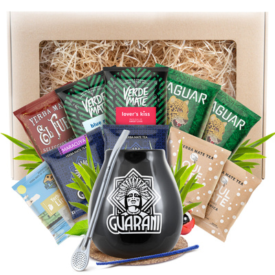 Ensemble de Cadeaux de Maté 10x50g 500g Calebasse + Bombilla
