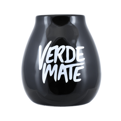 Calebasse à maté en céramique avec logo Verde Mate (noire) 350 ml