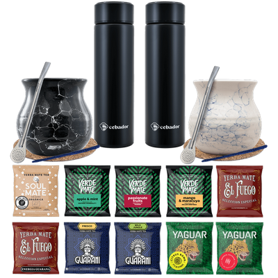Yerba Mate Thermos Bombilla Set pour deux 500g