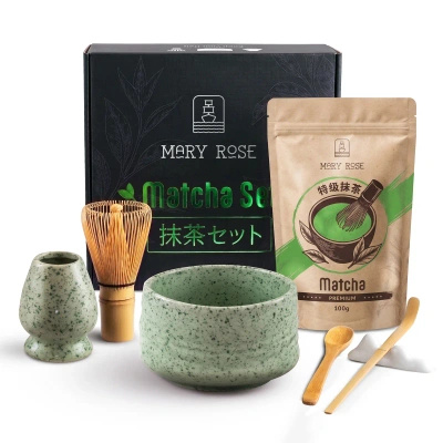 Coffret cadeau : matcha premium + matchawan + accessoires en bambou