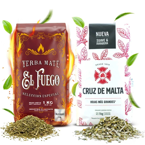 Set de Maté Elaborada: El Fuego 1kg + Cruz de Malta 1kg