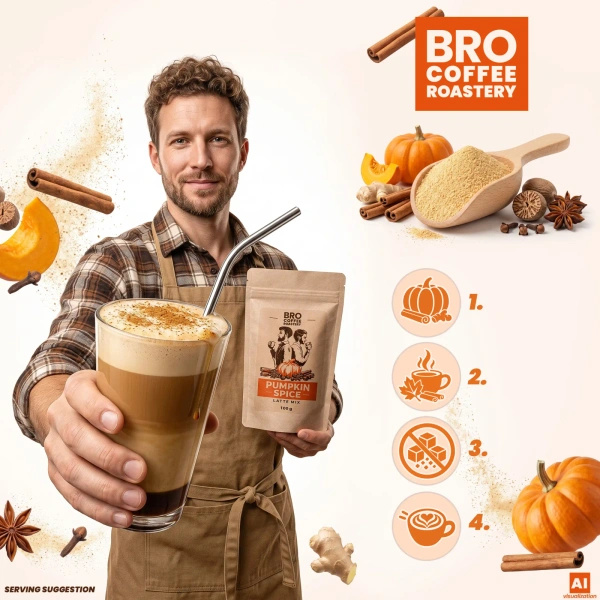 Coffret pour Pumpkin Spice Latte : café Bro Coffee Roastery Brazil Samba 1kg + Pumpkin Spice Latte Mix 100g