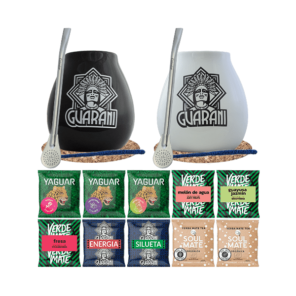 Set Yerba Maté 500g calebasse x2 et bombilla 10x50g