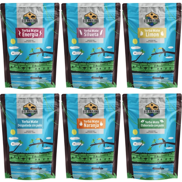 Set de Yerba Mate Rio Parana divers types 6x500g