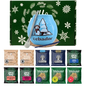 Coffret cadeau d'hiver Yerba Maté 10x50g Calebasse + Bombilla