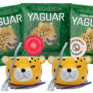 Set de Maté Yaguar : 2x Calebasse + 2x Bombilla 3x50g