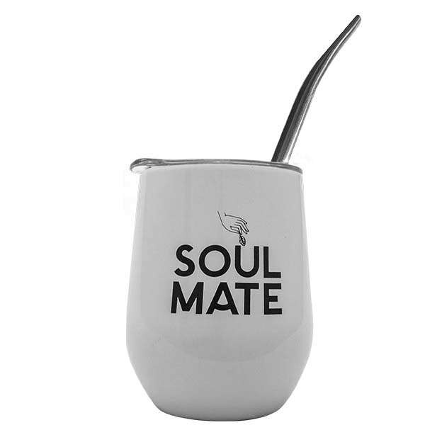 TermoLid – récipient en acier avec couvercle– motif Soul Mate (blanc) – 350 ml