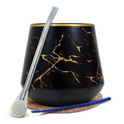 Coffret d’accessoires pour maté : Calebasse + Bombilla
