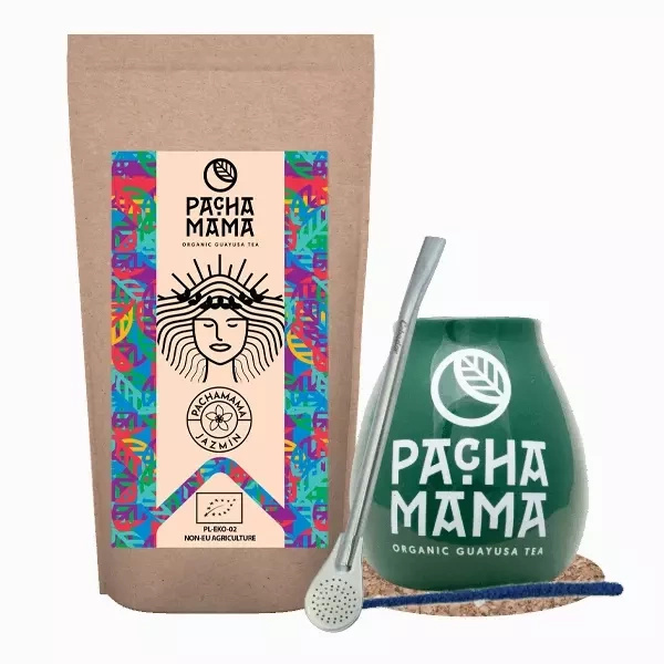 Set de Guayusa Pachamama Jazmín 100g + Calebasse + Bombilla
