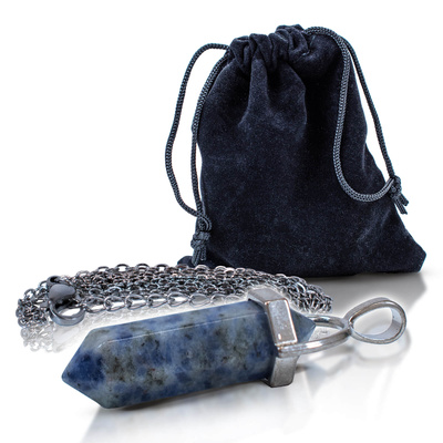 Pendentif en Blue Spot Stone dans un sachet + chaîne