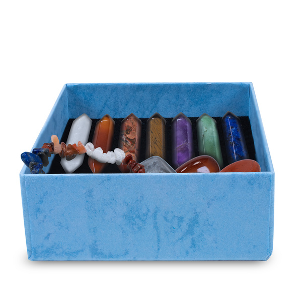 Ensemble de pierres des chakras avec bracelet – dans une boîte cadeau