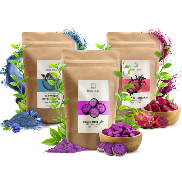 Coffret de matchas colorés : Blue Matcha + Pink Matcha + Purple Matcha