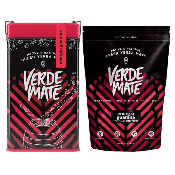 Set de Maté : Verde Mate Energía Guaraná 2x500g + Yerbera
