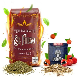 Set de Maté: El Fuego 1kg + échantillon Guarani Energia 50g